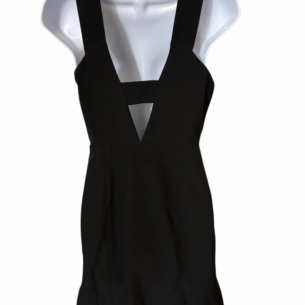 GB Black Plunge Deep V Mesh Mini Dress  Bodycon Cocktail Size S Cocktail Party - Picture 2 of 8